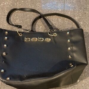 Bebe Black Tote with Gold Stud Accents